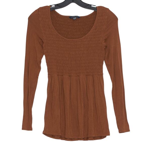 American Eagle Top Y2K Babydoll Cottage Romantic Earthy Retro Boho Brown Size XS - Picture 1 of 6
